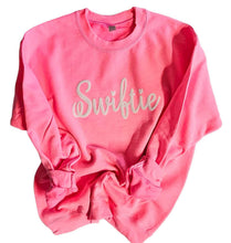 Load image into Gallery viewer, Pink “Swiftie” Crewneck Sweatshirt/ Adult &amp; youth