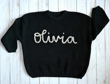 Load image into Gallery viewer, Personalized Hand Embroidered Custom Baby and Toddler Chunky Sweater
