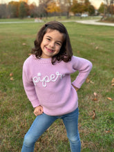 Load image into Gallery viewer, Personalized Hand Embroidered Custom Baby and Toddler Chunky Sweater