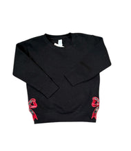 Load image into Gallery viewer, Holiday Plaid Bow Sweatshirt – Youth Black Crewneck