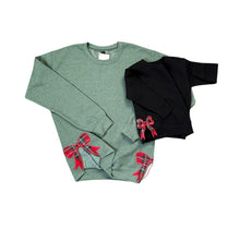 Load image into Gallery viewer, Holiday Plaid Bow Sweatshirt – Adult Green Crewneck