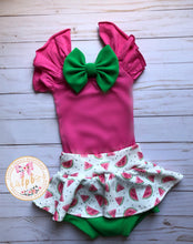 Load image into Gallery viewer, Hot Pink Flutter Sleeved Leo