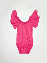 Load image into Gallery viewer, Hot Pink Flutter Sleeved Leo