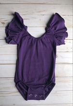 Load image into Gallery viewer, Grape Flutter Sleeved Leos