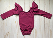 Load image into Gallery viewer, Berry Long Flutter Sleeved Leo