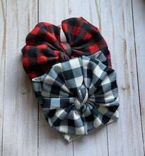 Load image into Gallery viewer, Buffalo Plaid Big Messy Headwraps (Two Color Options Available)