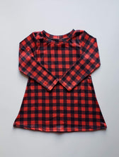 Load image into Gallery viewer, Buffalo Plaid Long Sleeved Tee Shirt Dress (Two Color Options Available)